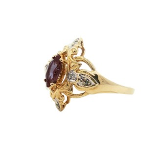 Estate 14k Yellow Gold Lab Marquise Alexandrite Ring