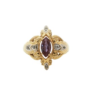 Estate 14k Yellow Gold Lab Marquise Alexandrite Ring