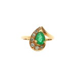 Estate 14k Yellow Gold Emerald Ring