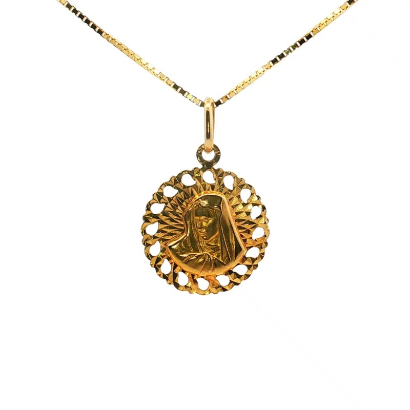 Estate 14k Yellow Gold Blessed Mother Mary Pendant