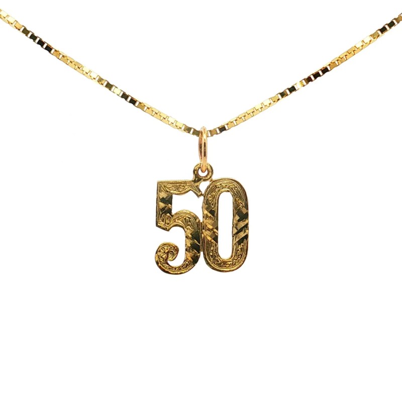 Estate 14k Yellow Gold Number 50 Charm