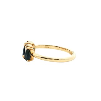 Estate 14k Yellow Gold Diamond and Sapphire Ring