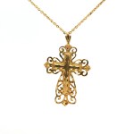 Estate 14k Yellow Gold Filagree Cross