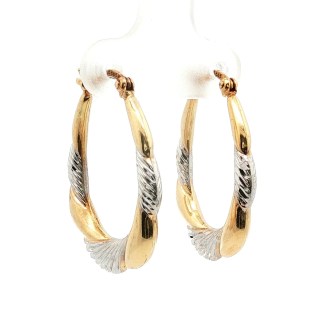 Estate 14k Yellow/White Gold Hoop Earrings