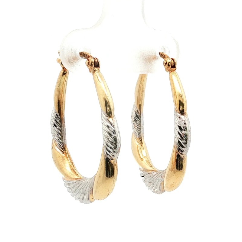 Estate 14k Yellow/White Gold Hoop Earrings