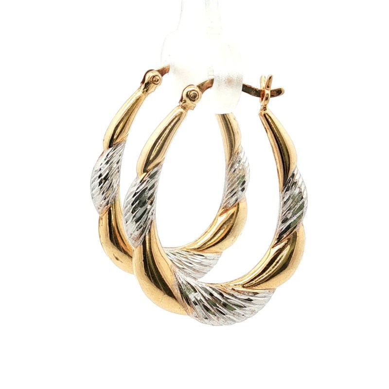 Estate 14k Yellow/White Gold Hoop Earrings