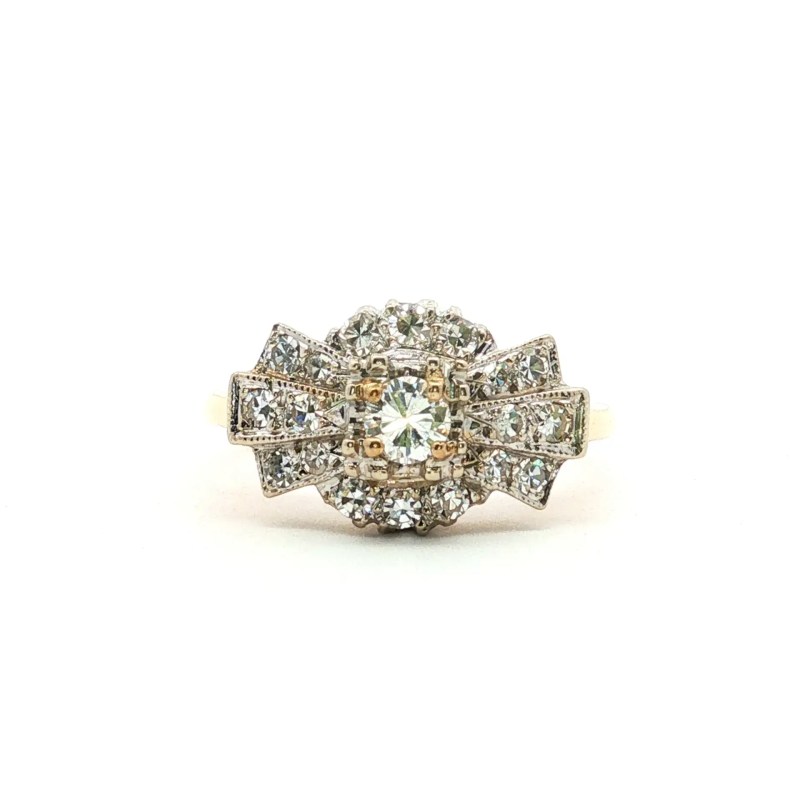 Estate 14k Yellow/White Gold Art Deco Fashion Ring