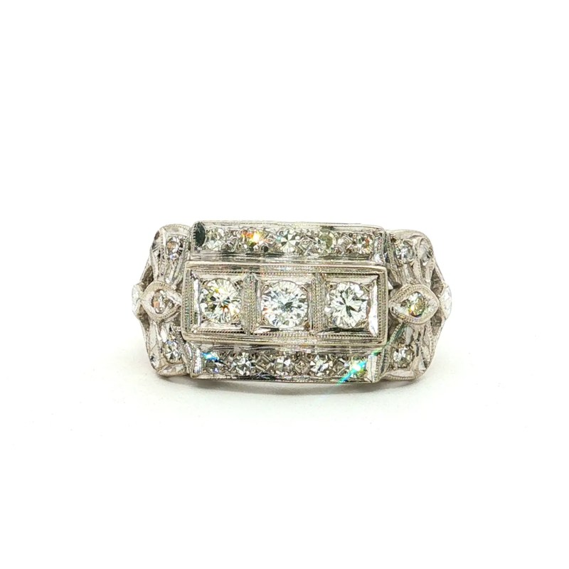 Estate Vintage 14k White Gold Ring