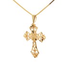 Estate 14k Yellow Gold Scroll Cross