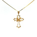 Estate 14k Yellow Gold Cross with Holy Spirit Dove
