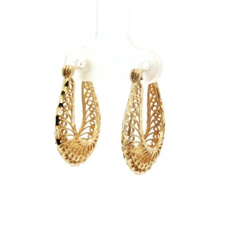 Estate 14k Yellow Gold Filigree Hoops