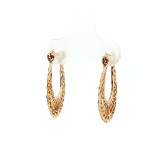 Estate 14k Yellow Gold Filigree Hoop Earrings