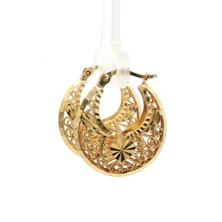 Estate 14k Yellow Gold Filigree Hoop Earrings