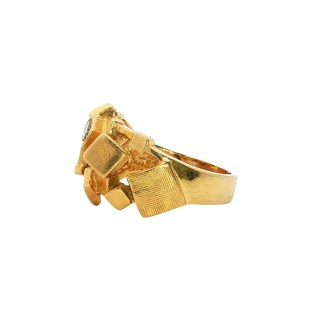 Estate 14k Yellow Gold Block Nugget Ring
