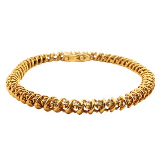 Estate 14k Yellow Gold S-Link Diamond Bracelet