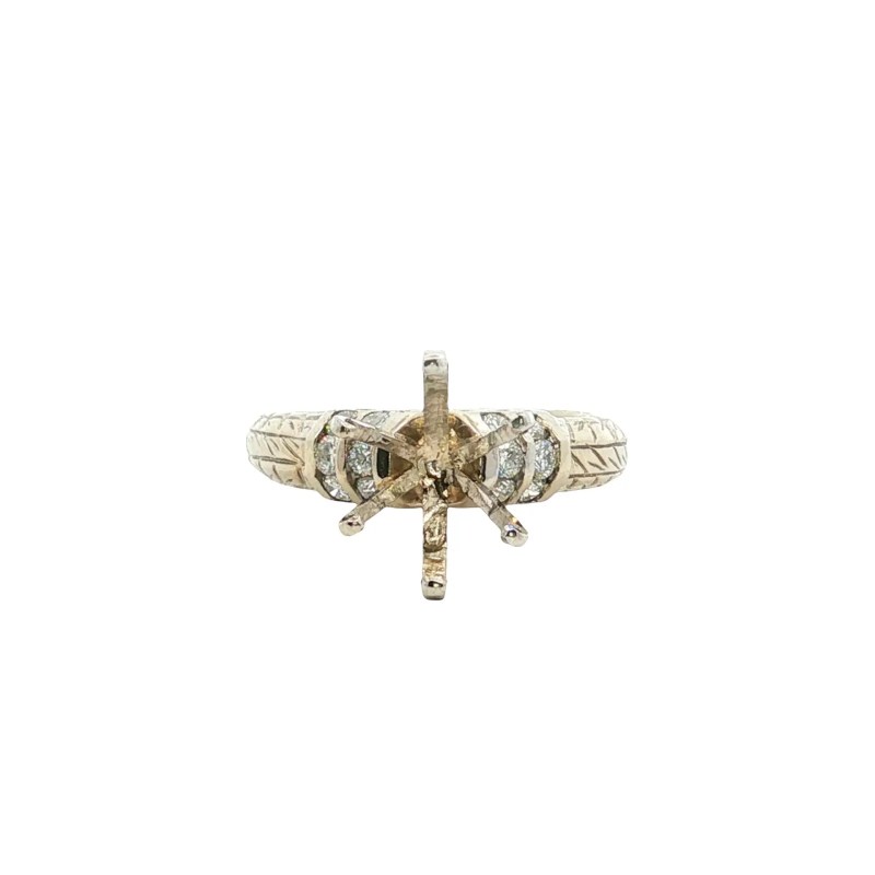 Estate 14k White Gold Semi-Mount