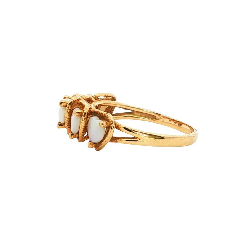 Estate 14k Yellow Gold Opal Heart Ring