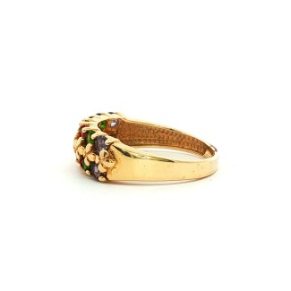 Estate 14k Yellow Gold Multicolor Stone Ring