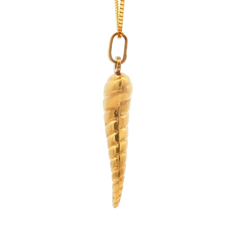 Estate 14k Yellow Gold Italian Horn