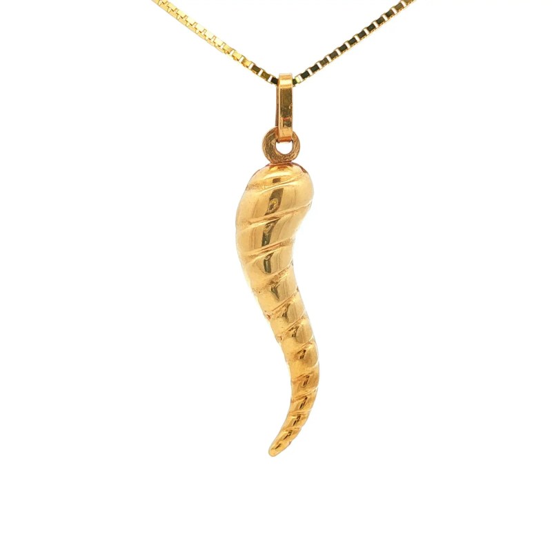 Estate 14k Yellow Gold Italian Horn