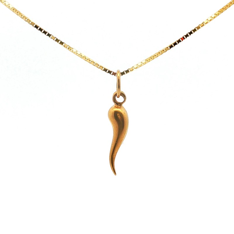 Estate 18k Yellow Gold Small Italian Horn