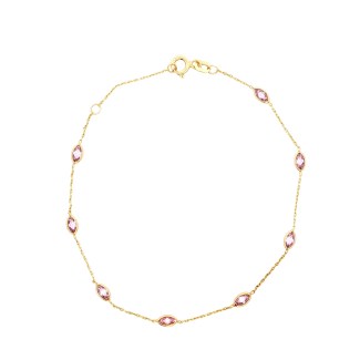 Estate 14k Yellow Gold By The Yard Checkerboard Tourmaline Bracelet