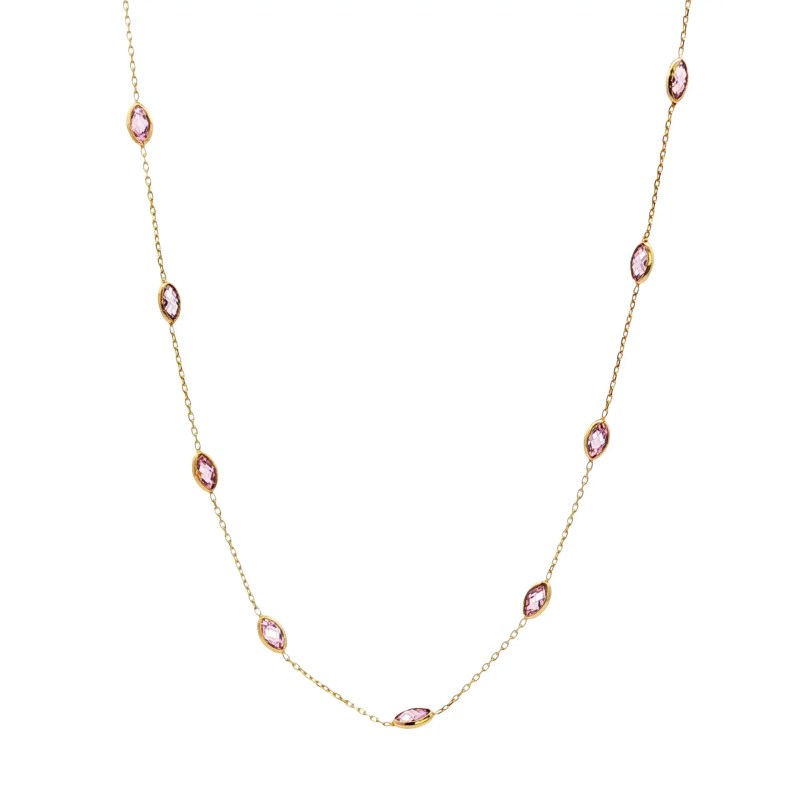 Estate 14k Yellow Gold By The Yard Checkerboard Tourmaline Necklace