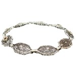 Estate Art Deco 14k White Gold Garnet Bracelet with Platinum Plating