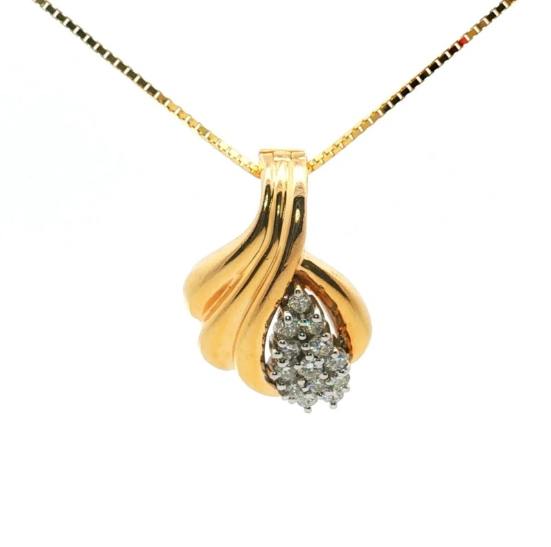 Estate 14k Yellow Gold Diamond Omega Pendant