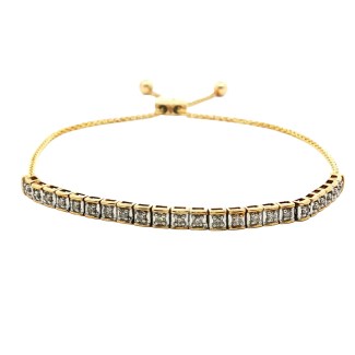 Estate 14k Yellow Gold Fancy Link Diamond Bracelet