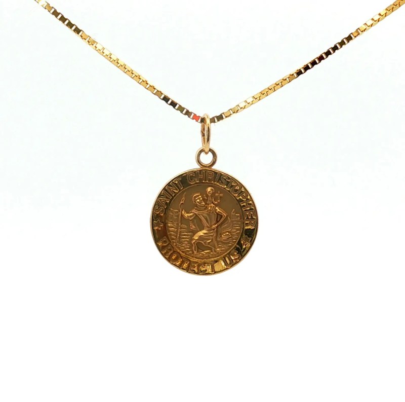 Estate 14k Yellow Gold Saint Christopher Medal