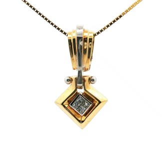 Estate 14k Yellow/White Omega Diamond Pendant