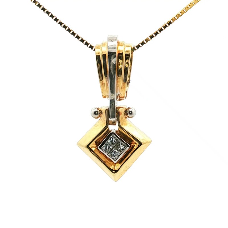 Estate 14k Yellow/White Omega Diamond Pendant