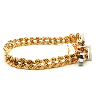 Estate 14k Yellow Gold Diamond Buckle Bracelet