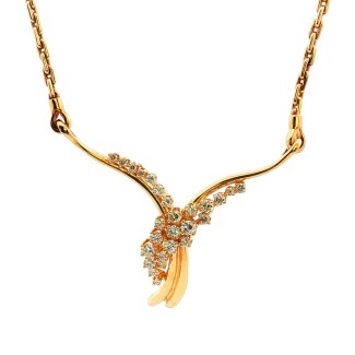 Estate 14k Yellow Gold Free-Form Style Diamond Necklace