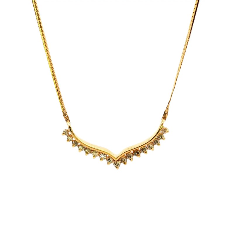 Estate 14k Yellow Gold Diamond Necklace