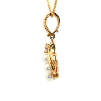 Estate 14k Yellow Gold Diamond and Pearl Pendant