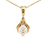 Estate 14k Yellow Gold Diamond and Pearl Pendant