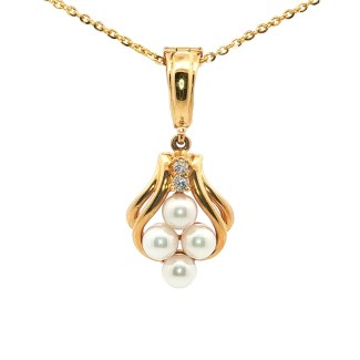 Estate 14k Yellow Gold Diamond and Pearl Pendant