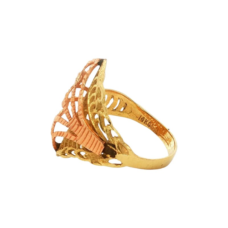 Estate 14k Yellow/Rose Gold Feathered Fashion Ring