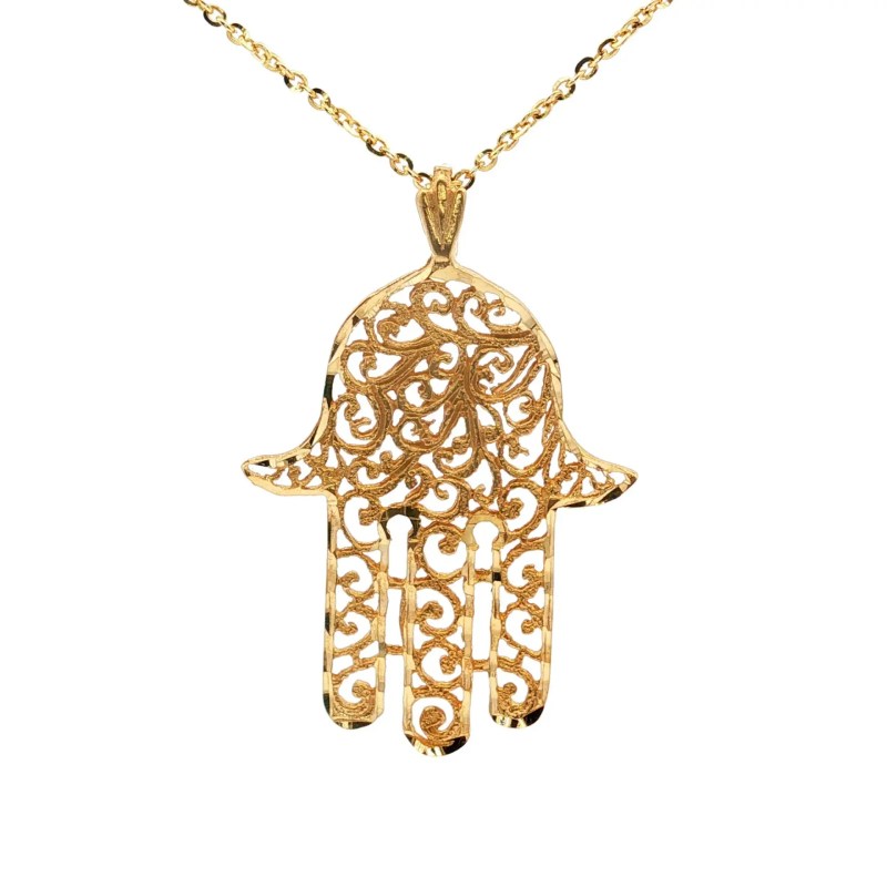 Estate 14k Yellow Gold Hamsa Hand