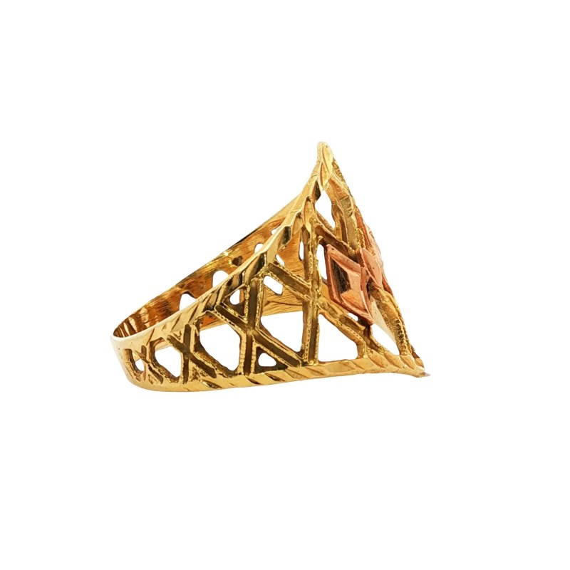 14k Yellow/ Rose Gold Filigree Shield Ring