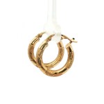 Estate 14k Yellow Gold Diamond-Cut Hoop Earrings
