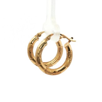 Estate 14k Yellow Gold Diamond-Cut Hoop Earrings