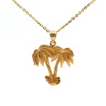Estate 14k Yellow Gold Palm Tree Pendant
