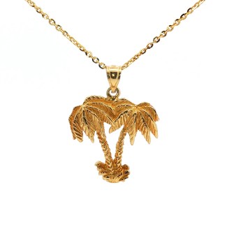 Estate 14k Yellow Gold Palm Tree Pendant