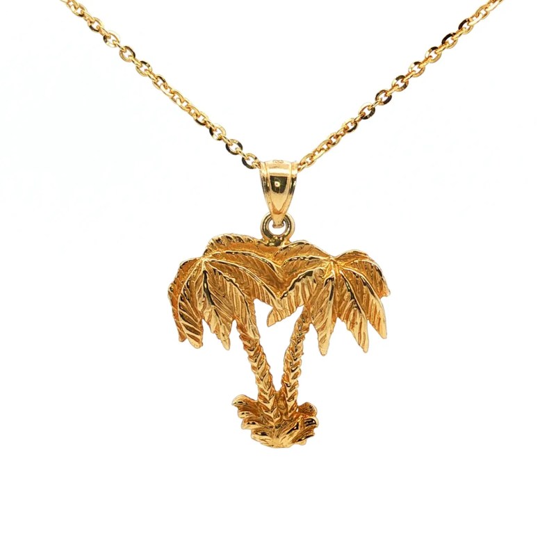 Estate 14k Yellow Gold Palm Tree Pendant