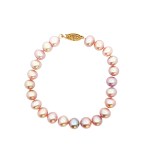Estate 14k 1/20th Gold Plated Pink/Purple Freshwater Button Pearl Bracelet