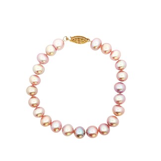Estate 14k 1/20th Gold Plated Pink/Purple Freshwater Button Pearl Bracelet