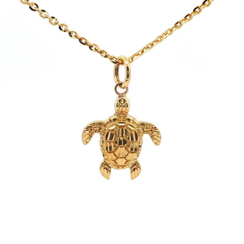 Estate 14k Yellow Gold Turtle Charm Pendant